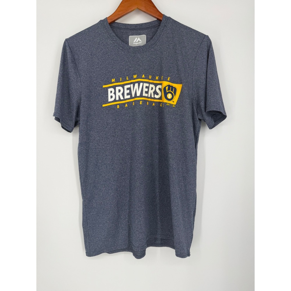 Majestic Mens Milwaukee Brewers T Shirt Medium MLB Baseball Gorpcore Sporty